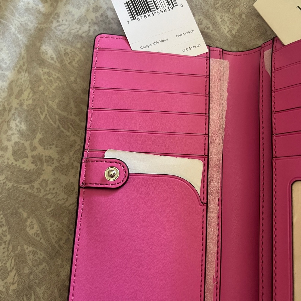 Kate Spade New York  Large Slim Bi-Fold Wallet Fuchsia Color - Picture 8 of 9